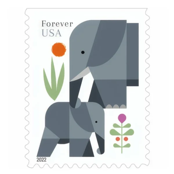 USPS Stamps 9 - USPS Forever Stamps Elephants2022 - USPS Forever Stamps