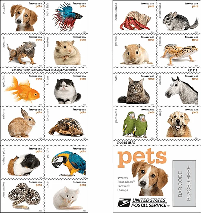 Pets Celebrate Animals 2016 1 - USPS Forever Stamps Pets Celebrate Animals 2016