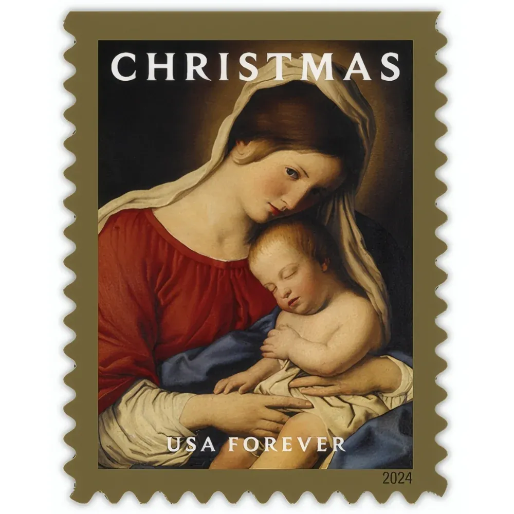 Christmas Virgin and Child 2024 1 - USPS Forever Stamps Christmas Virgin and Child 2024