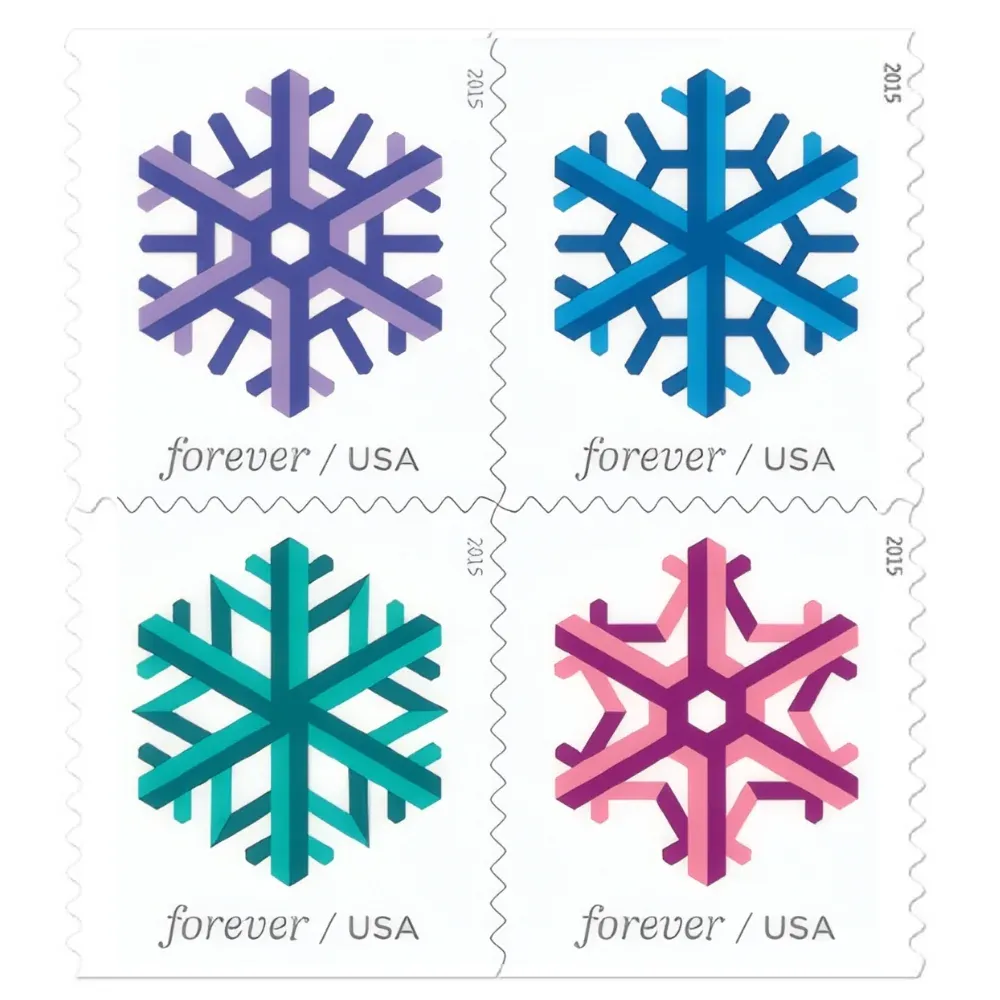 Geometric Snowflakes 2015 1 - USPS Forever Stamps Geometric Snowflakes 2015