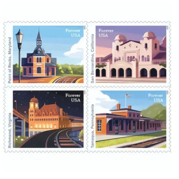 USPS Stamps 5 - USPS Forever Stamps RailroadStations2023 - USPS Forever Stamps