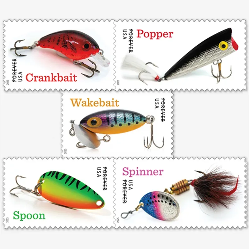 2025 Freshwater Fishing Lures Forever First Class Postage Stamps 1 - USPS Forever Stamps 2025 Freshwater Fishing Lures Forever First Class Postage Stamps